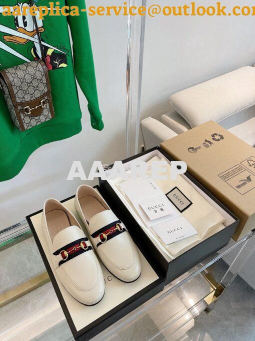 Replica Gucci Loafer Leather with Web 631619 White 3