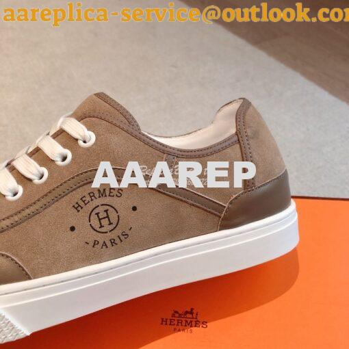 Replica Hermes Men Female Get Sneaker in Suede Goatskin and Calfskin B 6
