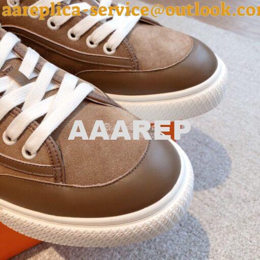 Replica Hermes Men Female Get Sneaker in Suede Goatskin and Calfskin B 7