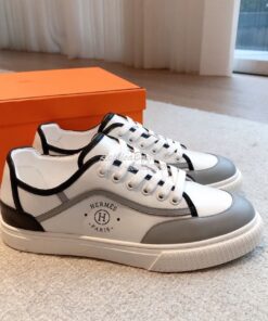 Replica Hermes Men Female Get Sneaker in Calfskin Multicolore Blanc H2 2