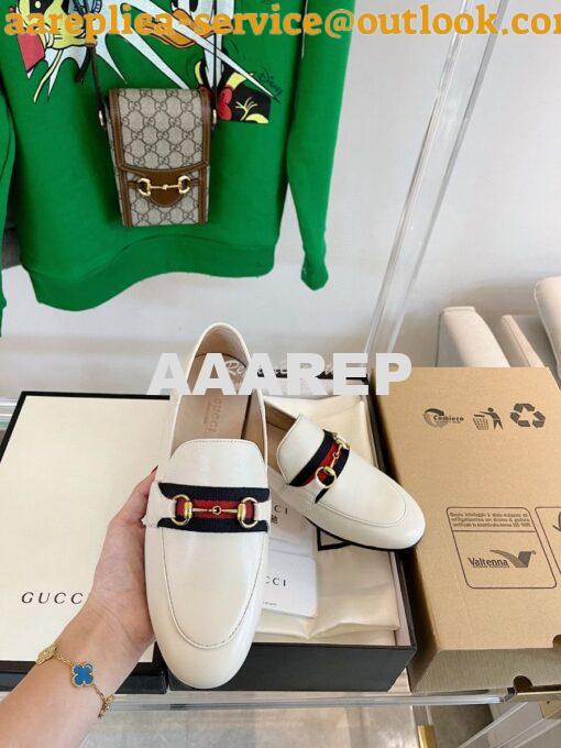 Replica Gucci Loafer Leather with Web 631619 White 5