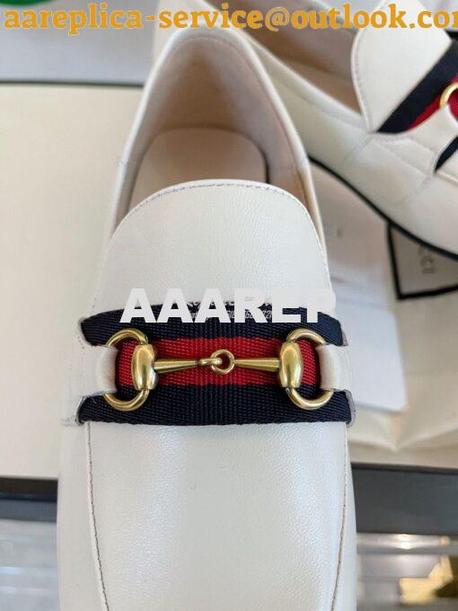 Replica Gucci Loafer Leather with Web 631619 White 6