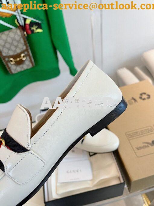 Replica Gucci Loafer Leather with Web 631619 White 7