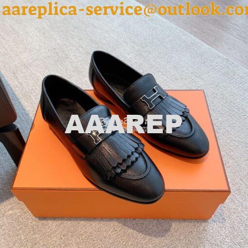 Replica Hermes Royal Loafer Goatskin With Fringe Tone-On-Tone Lacquere