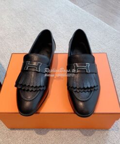 Replica Hermes Royal Loafer Goatskin With Fringe Tone-On-Tone Lacquere 2