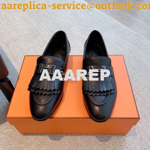 Replica Hermes Royal Loafer Goatskin With Fringe Tone-On-Tone Lacquere 2