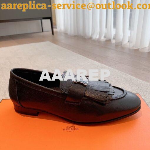 Replica Hermes Royal Loafer Goatskin With Fringe Tone-On-Tone Lacquere 3