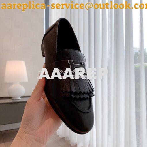 Replica Hermes Royal Loafer Goatskin With Fringe Tone-On-Tone Lacquere 4