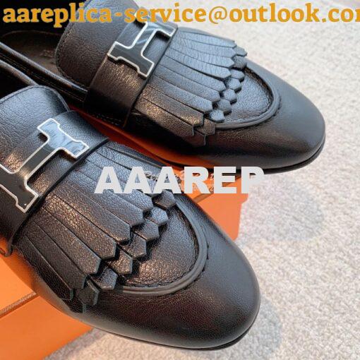 Replica Hermes Royal Loafer Goatskin With Fringe Tone-On-Tone Lacquere 5