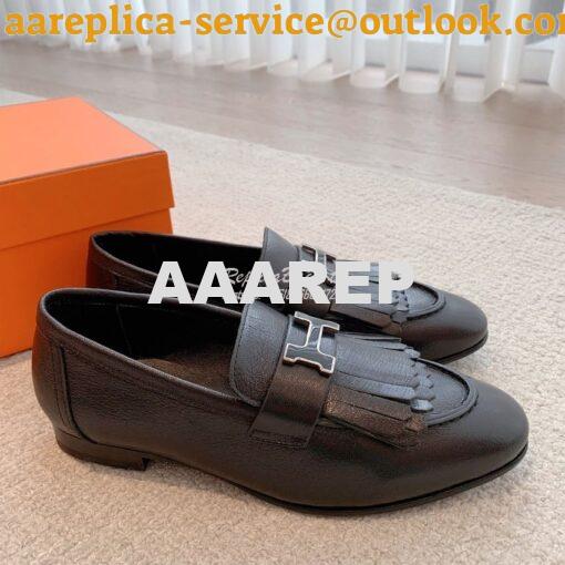 Replica Hermes Royal Loafer Goatskin With Fringe Tone-On-Tone Lacquere 6