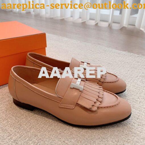 Replica Hermes Royal Loafer Goatskin With Fringe H H181070Z Black 11