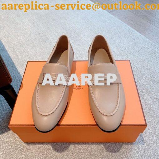 Replica Hermes Paris Loafer in Goatskin with Signature "H" Tone-On-Ton