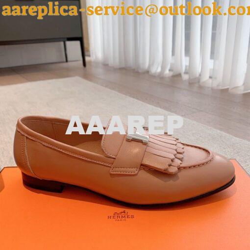 Replica Hermes Royal Loafer Goatskin With Fringe H H181070Z Black 14