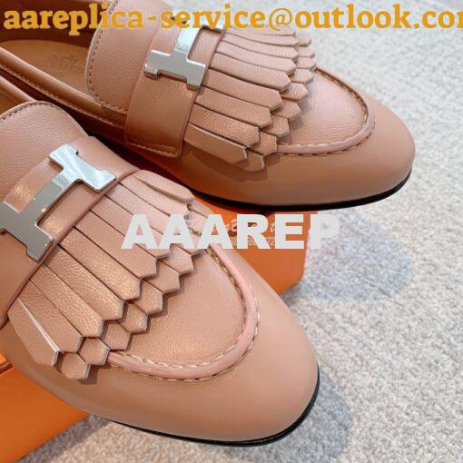 Replica Hermes Royal Loafer Goatskin With Fringe H H181070Z Black 15