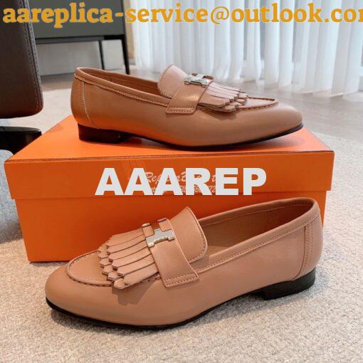 Replica Hermes Royal Loafer Goatskin With Fringe H H181070Z Black 16