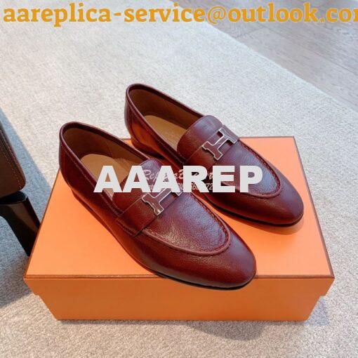 Replica Hermes Paris Loafer in Goatskin with Signature "H" Tone-On-Ton 12