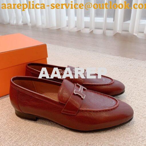 Replica Hermes Paris Loafer in Goatskin with Signature "H" Tone-On-Ton 13