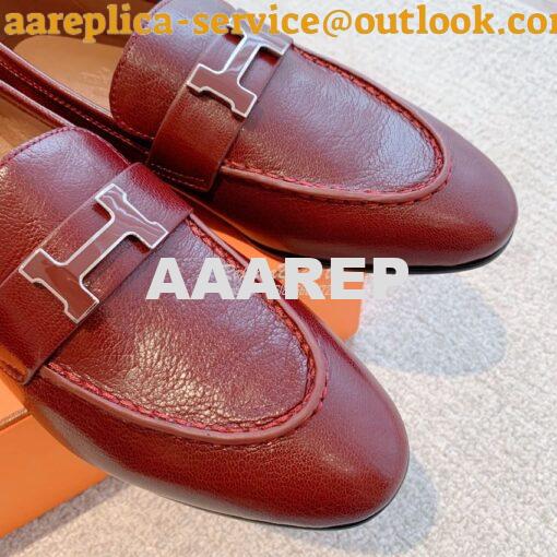 Replica Hermes Paris Loafer in Goatskin with Signature "H" Tone-On-Ton 16