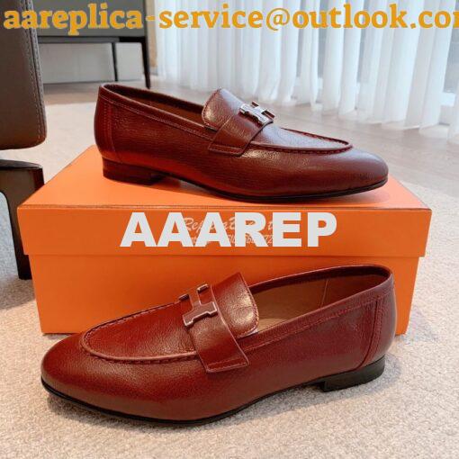 Replica Hermes Paris Loafer in Goatskin with Signature "H" Tone-On-Ton 17