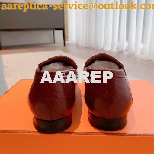 Replica Hermes Paris Loafer in Goatskin with Signature "H" Tone-On-Ton 19