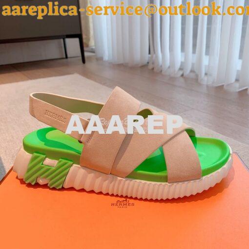 Replica Hermes Electric Sandals in Suede Goatskin Men Female H222860Z