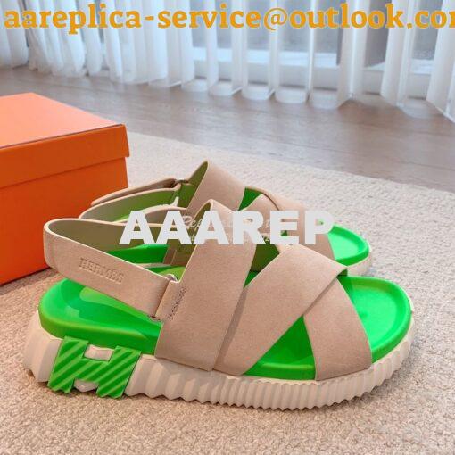 Replica Hermes Electric Sandals in Suede Goatskin Men Female H222860Z 2