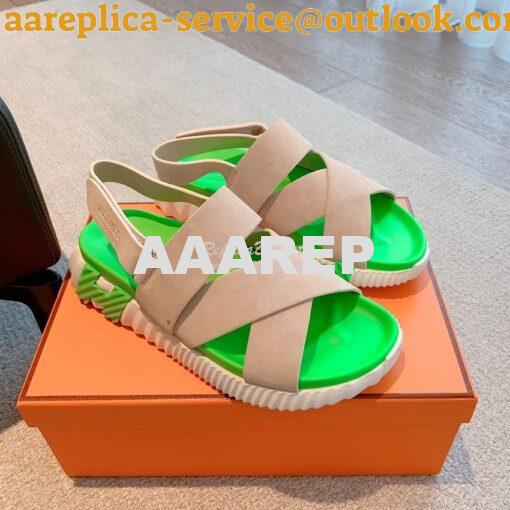 Replica Hermes Electric Sandals in Suede Goatskin Men Female H222860Z 3