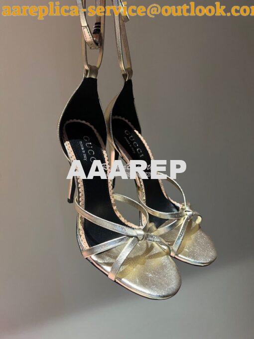 Replica Gucci Strappy Sandal With Double G 748868 metallic Leather