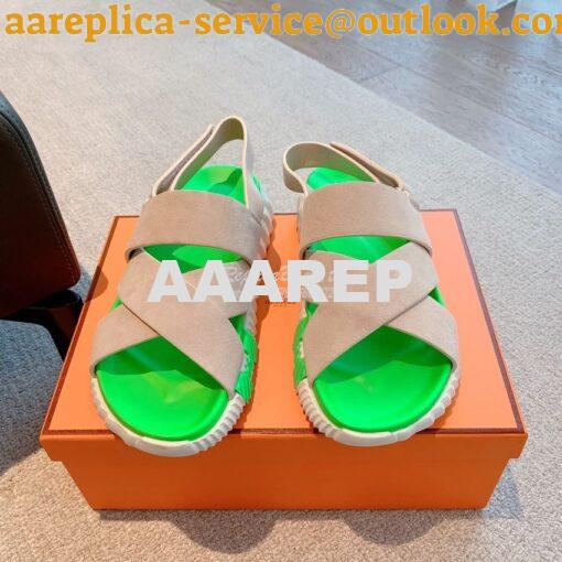 Replica Hermes Electric Sandals in Suede Goatskin Men Female H222860Z 5