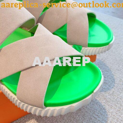 Replica Hermes Electric Sandals in Suede Goatskin Men Female H222860Z 6