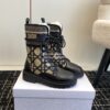 Replica Dior D-Major Ankle Boot Black Calfskin with Khaki Cannage Twee 10