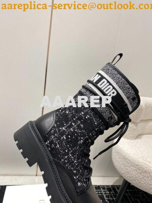 Replica Dior D-Major Ankle Boot Black Calfskin with Black and White Ca 7