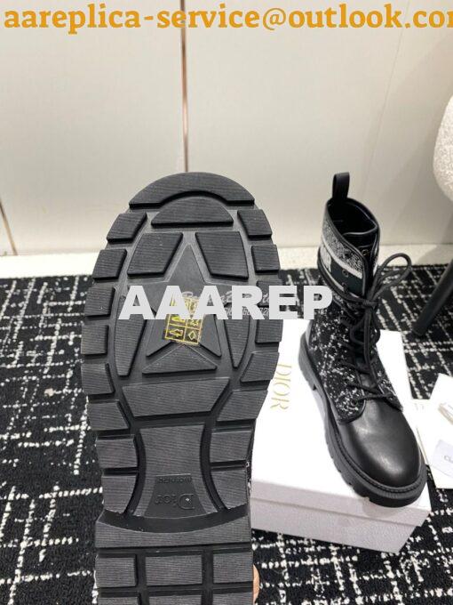 Replica Dior D-Major Ankle Boot Black Calfskin with Black and White Ca 9
