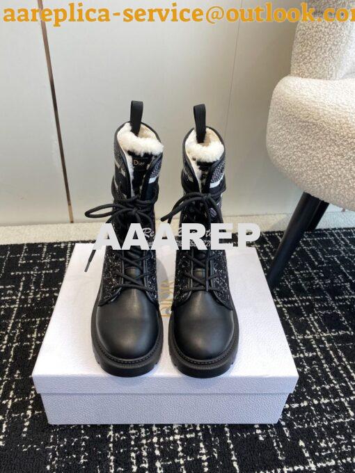 Replica Dior D-Major Ankle Boot Black Calfskin with Black and White Ca 2