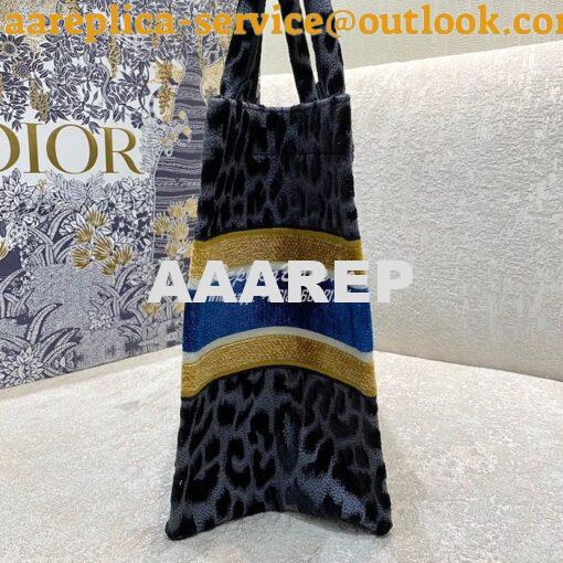 Replica Dior Book Tote bag in Gray Multicolor Mizza Embroidered Velvet 4