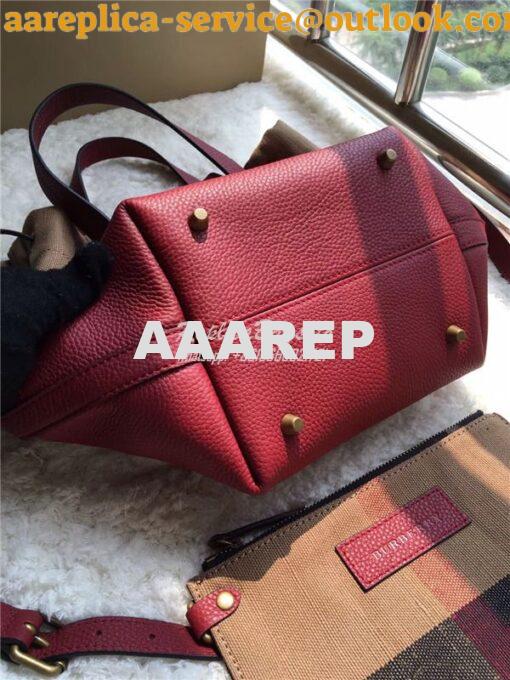 Replica Burberry Medium Canvas Check and Leather Bucket Bag in wine re 16