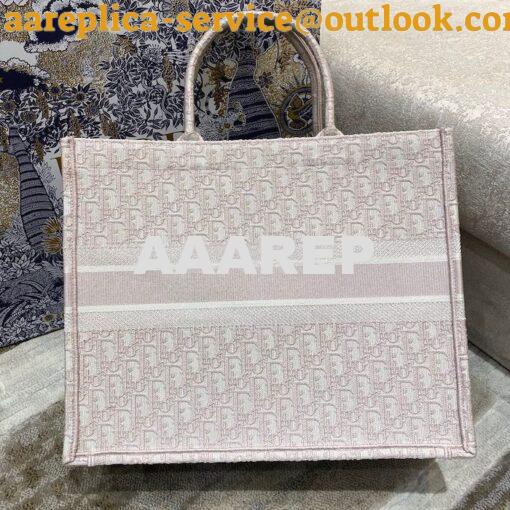 Replica Dior Book Tote bag in Rose Des Vents Oblique Embroidery 8