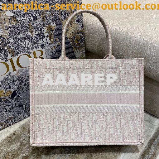 Replica Dior Book Tote bag in Rose Des Vents Oblique Embroidery 13