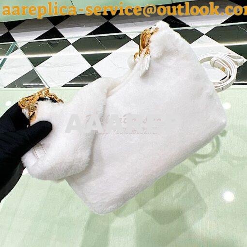 Replica Prada Shearling mini-bag 1BC204 White 6