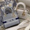 Replica Dior Medium Lady D-Lite Bag Blue Velvet Cannage Embroidery M05 11