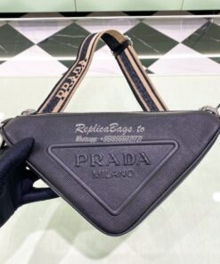 Replica Saffiano Prada Triangle bag 2VH155 Black 2