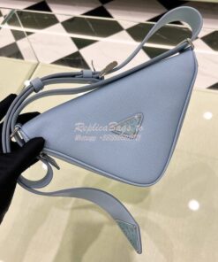 Replica Prada Triangle Saffiano Leather Belt Bag 2VL039 Light Blue