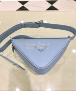 Replica Prada Triangle Saffiano Leather Belt Bag 2VL039 Light Blue 2