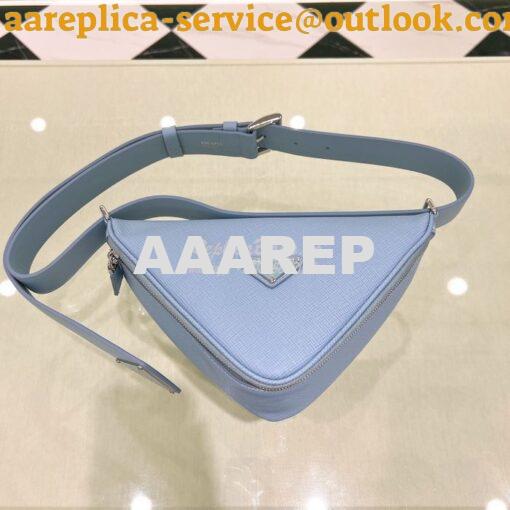 Replica Prada Triangle Saffiano Leather Belt Bag 2VL039 Light Blue 2