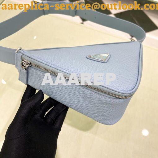 Replica Prada Triangle Saffiano Leather Belt Bag 2VL039 Light Blue 4