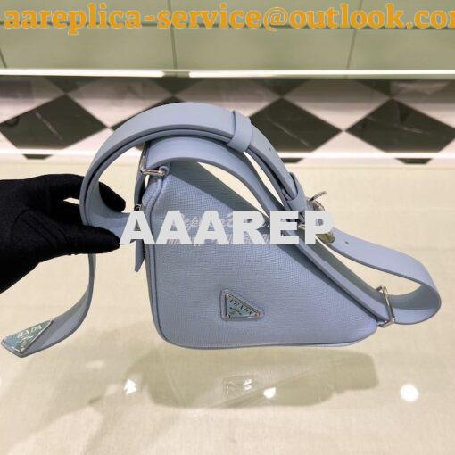 Replica Prada Triangle Saffiano Leather Belt Bag 2VL039 Light Blue 6