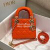 Replica Dior Quilted Orange Patent Leather Mini Lady Dior Bag
