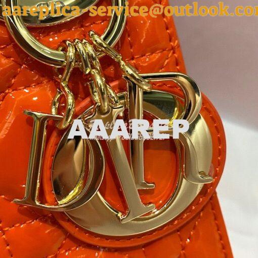 Replica Dior Quilted Orange Patent Leather Mini Lady Dior Bag 2