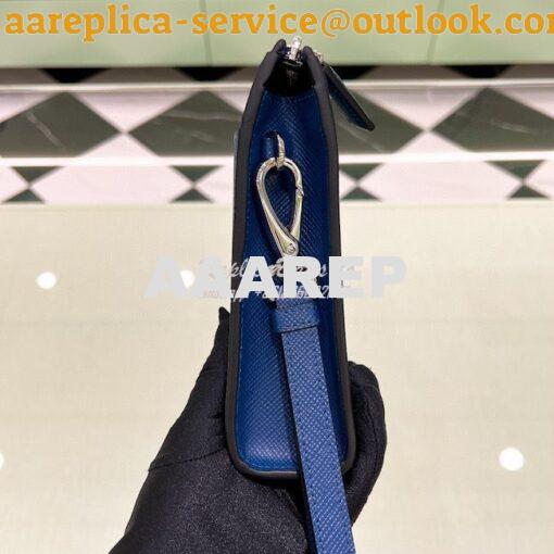 Replica Prada Saffiano leather pouch 2VF039 Blue 4