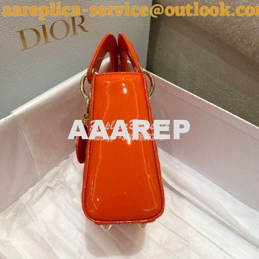 Replica Dior Quilted Orange Patent Leather Mini Lady Dior Bag 4